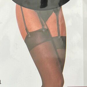 NWT Mura Opera Sexy Hosiery Sheer 15 den Thigh-Highs Black Stockings Small